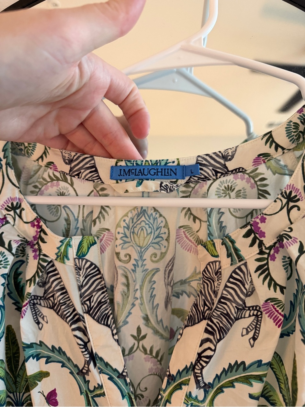 J. McLaughlin White Maxi Dress with Green Palm Motif - Picture 4 of 7